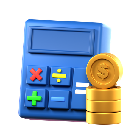 Calculator Coin Dollar  3D Icon