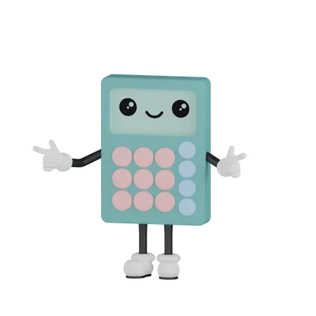 Calculator Give Victory Pose  3D Illustration