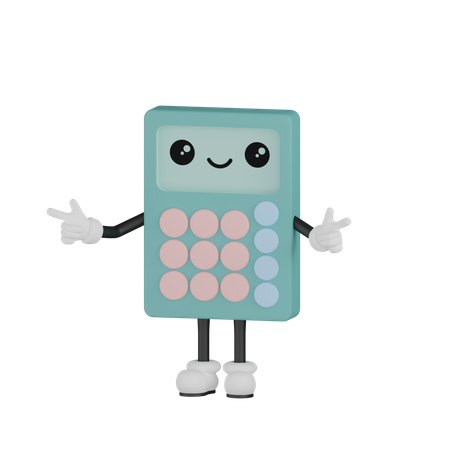 Calculator Give Victory Pose  3D Illustration