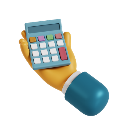 Calculator Holding Hand Gesture 3D Illustration