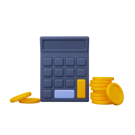 Calculator with coin  3D Icon