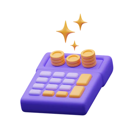 Calculator with coins  3D Icon