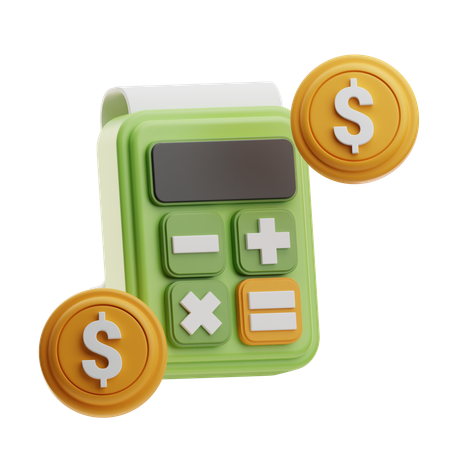 Calculator With Coins  3D Icon