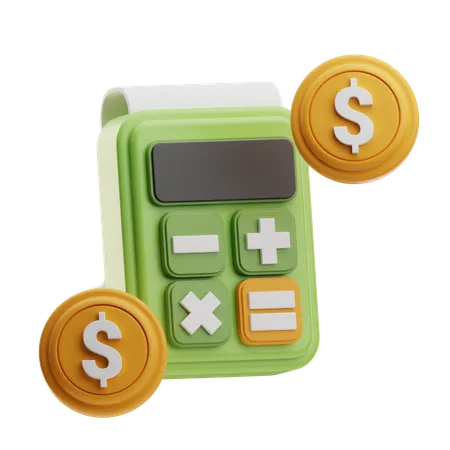Calculator With Coins  3D Icon