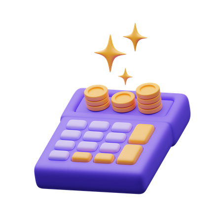 Calculator with coins  3D Icon