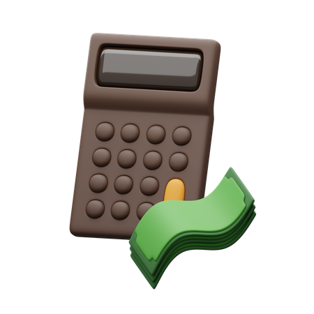 Calculator with money  3D Icon