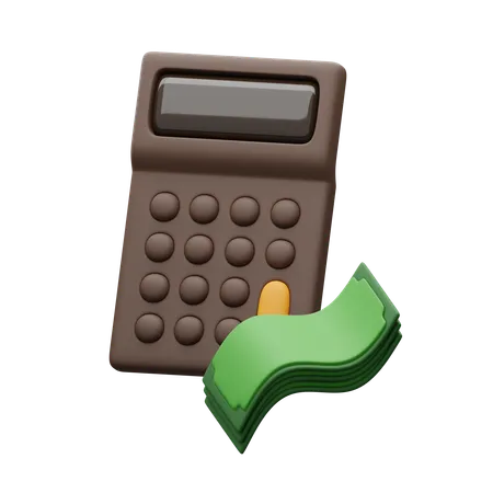 Calculator with money  3D Icon