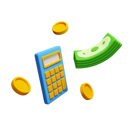 Calculator With Money  3D Icon