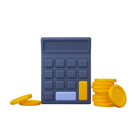 Calculatrice avec pièce de monnaie  3D Icon