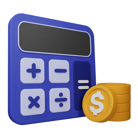 Calculatrice et pièce de monnaie  3D Icon