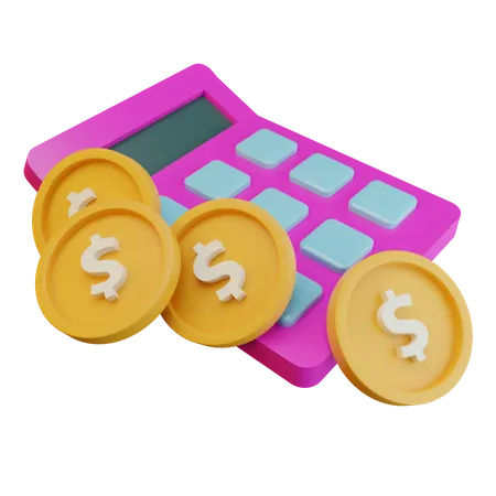 Calculatrice et pièce de monnaie  3D Icon