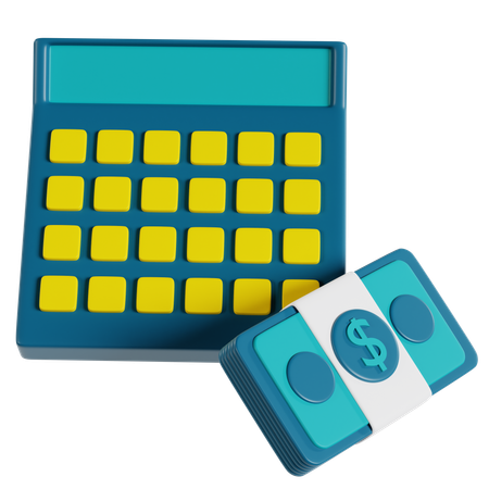 Calculatrice et pince à billets  3D Icon