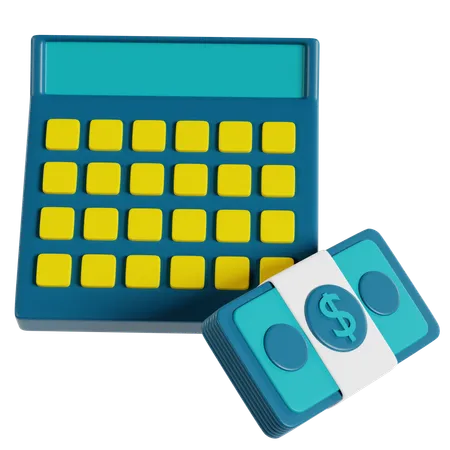 Calculatrice et pince à billets  3D Icon