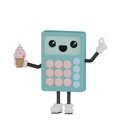 Calculatrice tenant une glace  3D Illustration