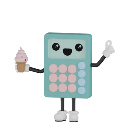 Calculatrice tenant une glace  3D Illustration