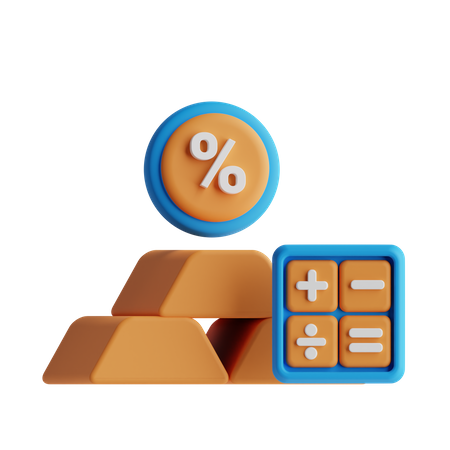Cálculo de juros de ouro  3D Icon