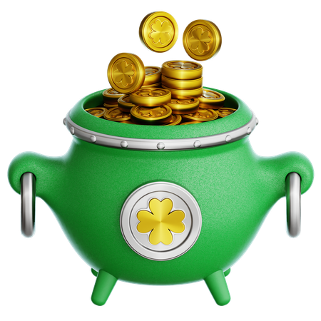 Caldeirão com moedas de ouro  3D Icon