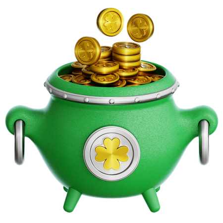 Caldero con monedas de oro  3D Icon