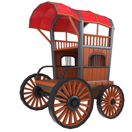 Chariot en bois  3D Icon