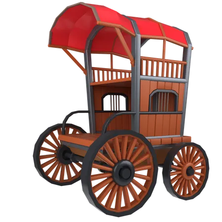 Chariot en bois  3D Icon