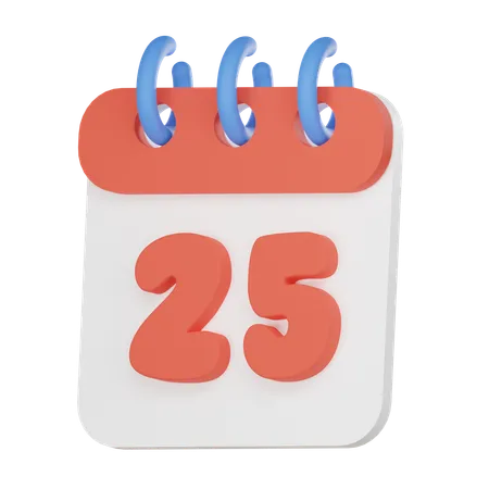 Calendar Icon With 25 Th Day 3D Icon
