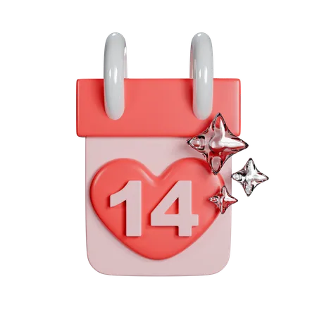 Calendar For Valentines Day High Resolution 3000 X 3000 Blend File PNG Transparent 3D Icon