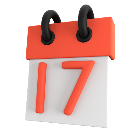 Calendar 17 August  3D Icon