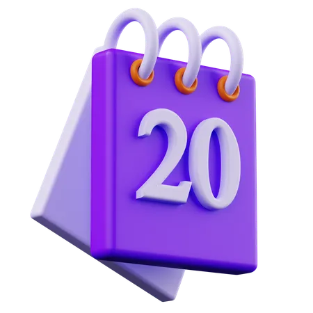 Calendar 20  3D Icon