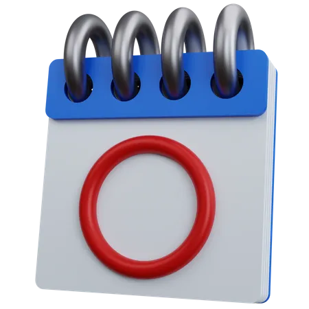 3 D Rendering Blue Calendar With Red Circle Isolated 3D Icon