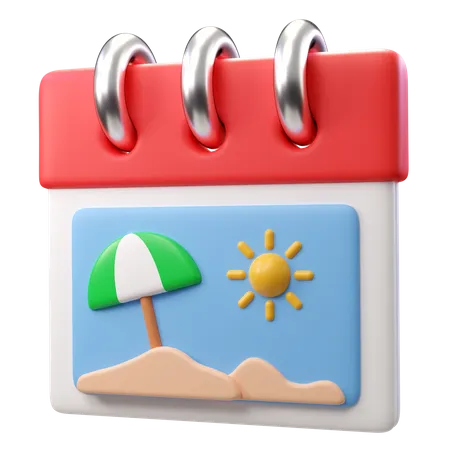 3 D Illustration Vacation Calendar 3D Icon