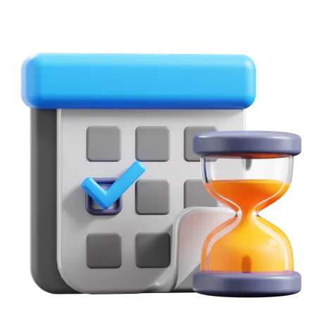 Calendar and Hourglass  3D Icon