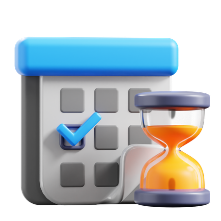 Calendar and Hourglass  3D Icon