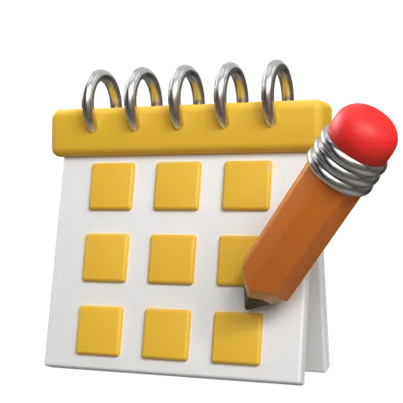 Calendar And Pencil  3D Icon