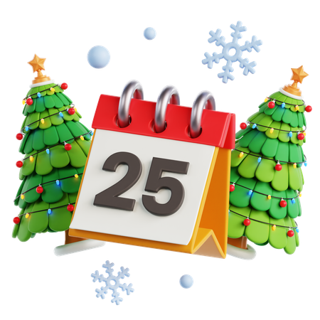 Calendar Christmas Tree  3D Icon