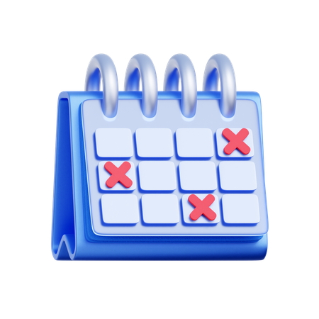 Calendar Cross Out Days  3D Icon