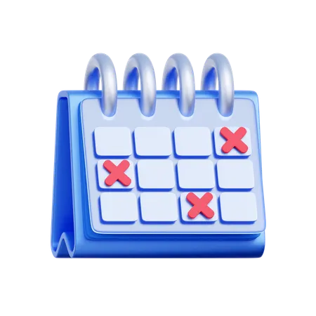 Calendar Cross Out Days  3D Icon