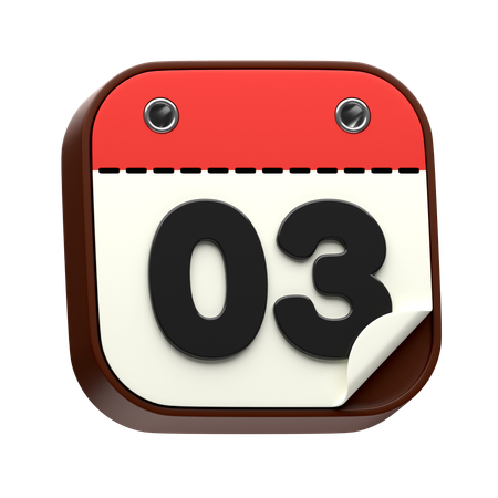 Calendar Date 03  3D Icon