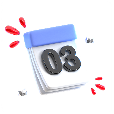 Calendar Date 03  3D Icon