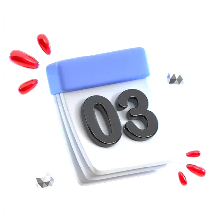 Calendar Date 03  3D Icon