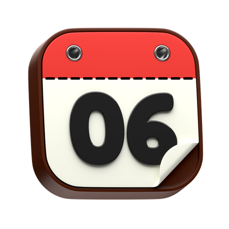 Calendar Date 06  3D Icon