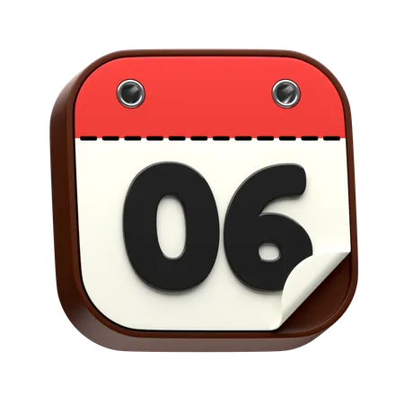 Calendar Date 06  3D Icon