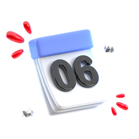 Calendar Date 06  3D Icon