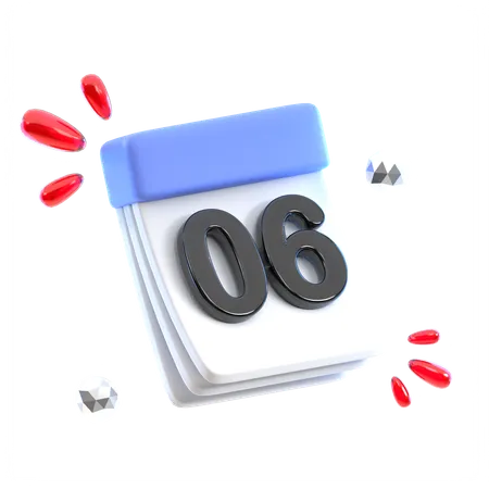 Calendar Date 06  3D Icon