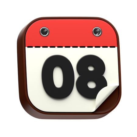 Calendar Date 08  3D Icon