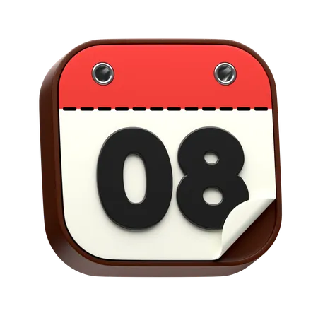 Calendar Date 08  3D Icon