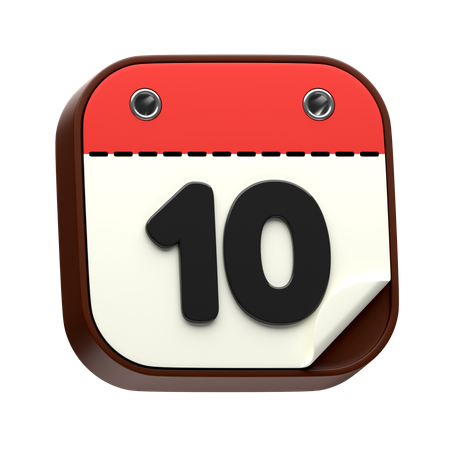 カレンダーの日付 10  3D Icon