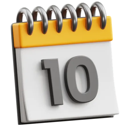 Calendar Date 10  3D Icon