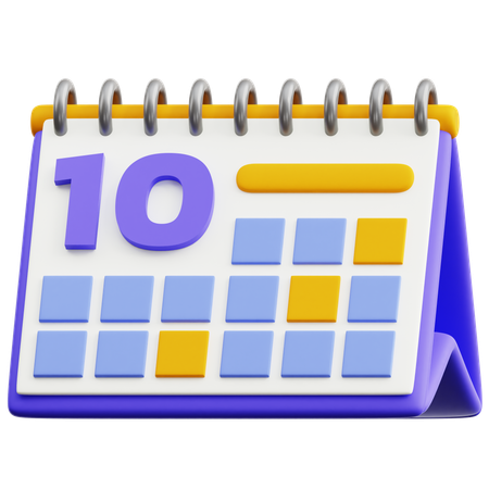 Calendar Date 10  3D Icon