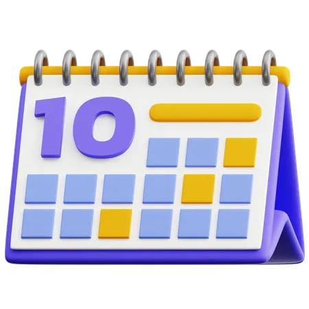 Calendar Date 10  3D Icon