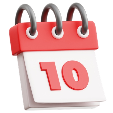 Calendar Date 10  3D Icon